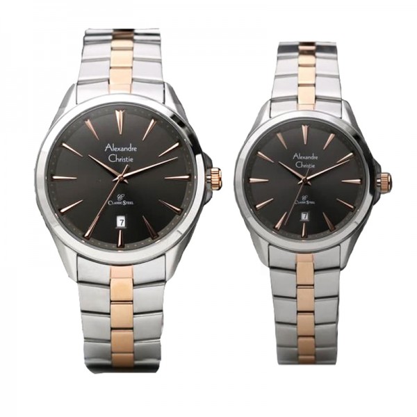 Alexandre Christie AC 8620 Silver Rosegold Grey Couple